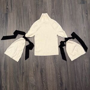 Maeve by Anthropologie classy Mock Neck Bow Bell Sleeve Sweater